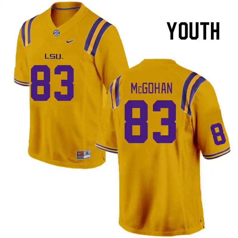 Youth LSU Tigers Jackson McGohan #83 Gold NCAA Football Jersey